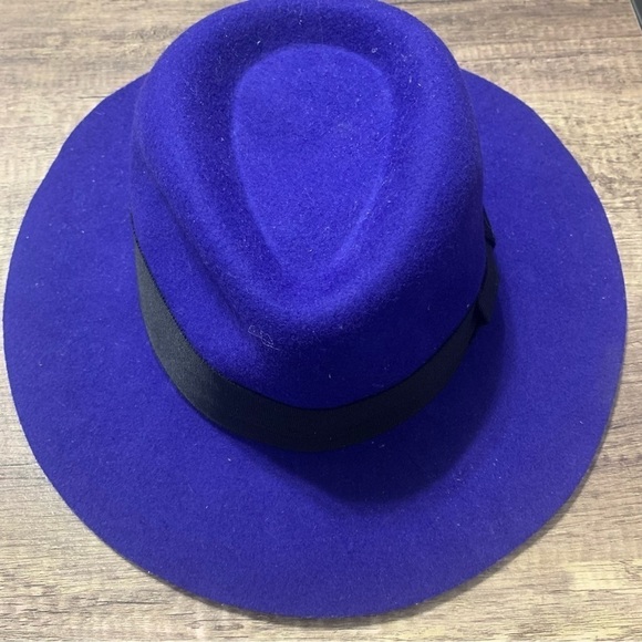 Women’s Colbalt Blue Wide Brim 100% Wool 56 cm Hat - Picture 10 of 11